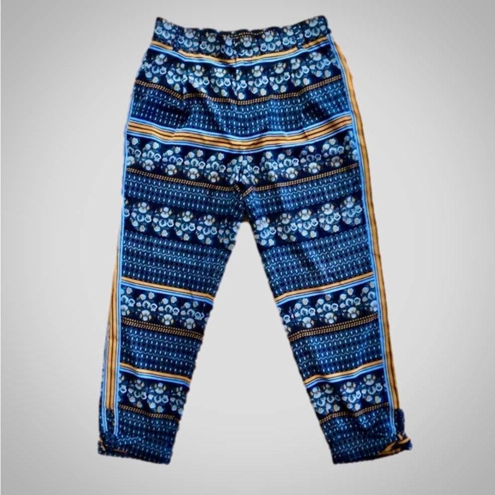 Anthropologie Elevenses Blue Multicolor Aralia Patterned Joggers Womens 2